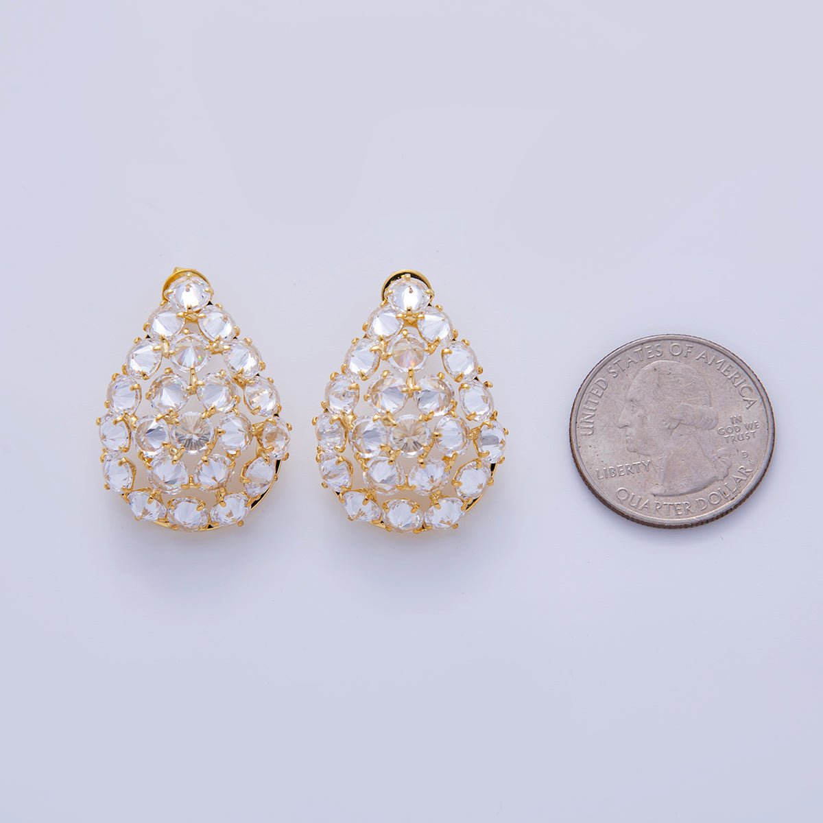 18K Gold Filled Micro Paved CZ Teardrop Stud Earrings in Gold & Silver | AI304 AI305 - DLUXCA