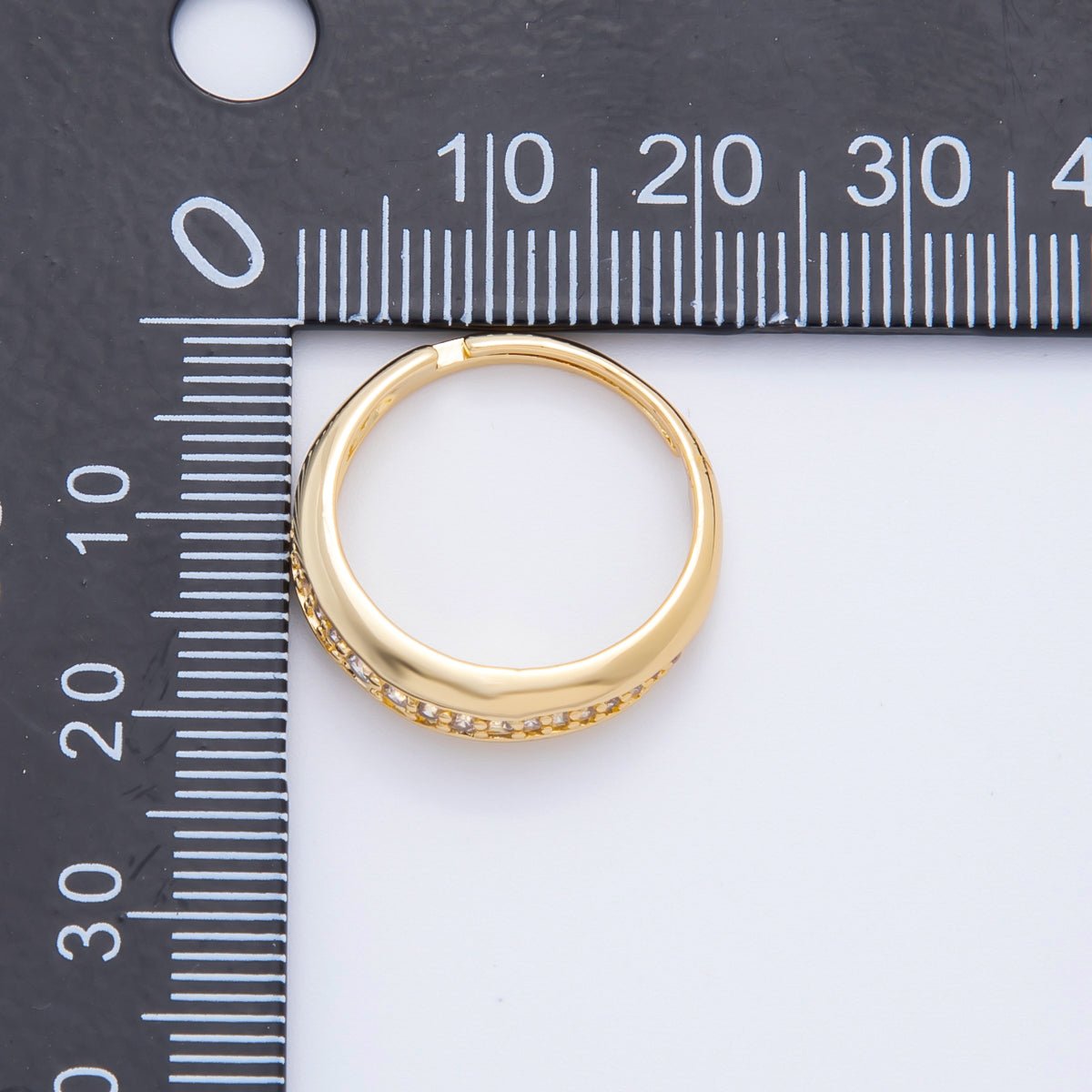 18K Gold Filled Micro Paved CZ Thin Adjustable Band Ring | O005 - DLUXCA