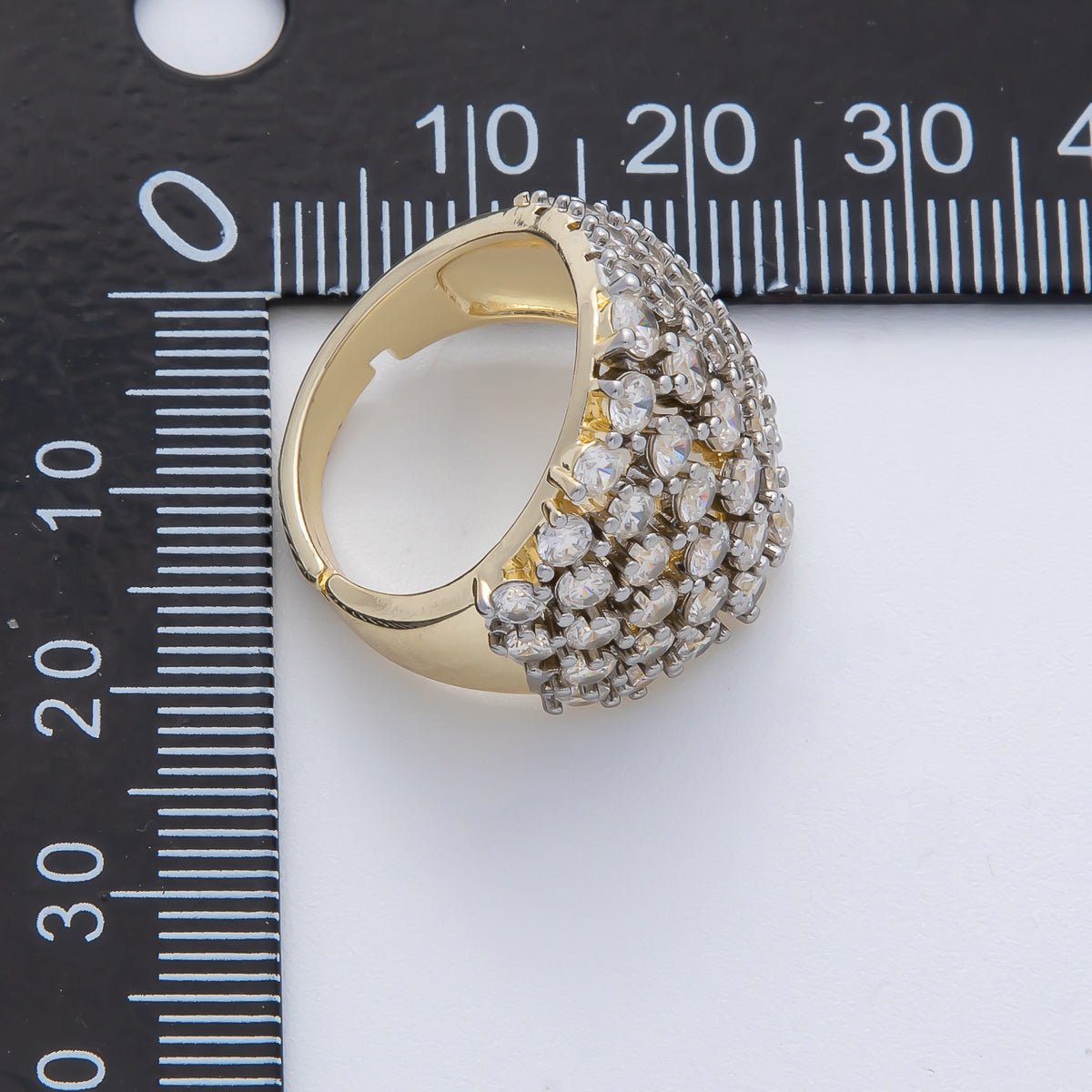 18K Gold Filled Micro Paved Mixed Metal CZ Wide Signet Ring | O761 - DLUXCA