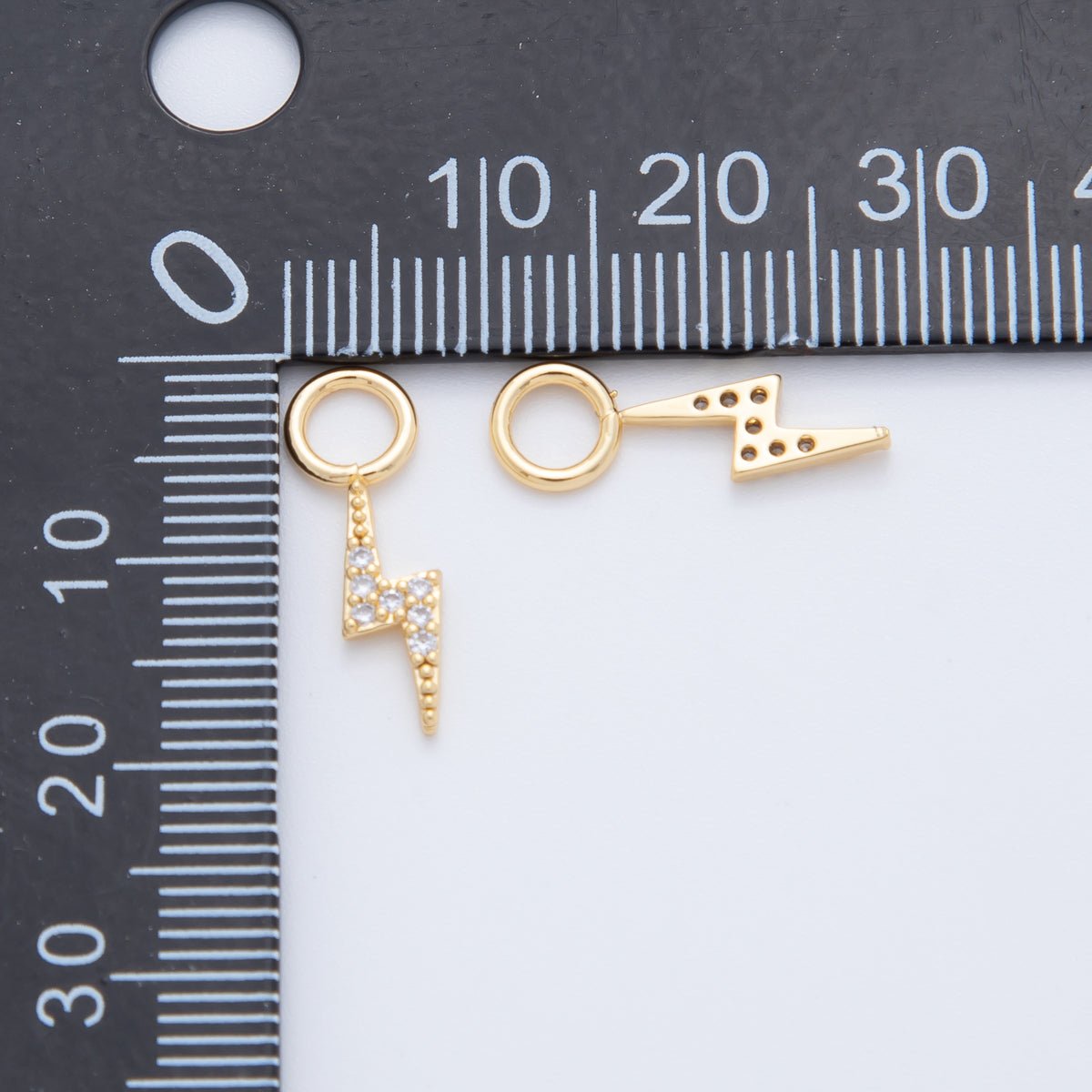 18K Gold Filled Micro Paved Thunder Lightning Bolt Add - On Drop Earring Charm | AF747 - DLUXCA