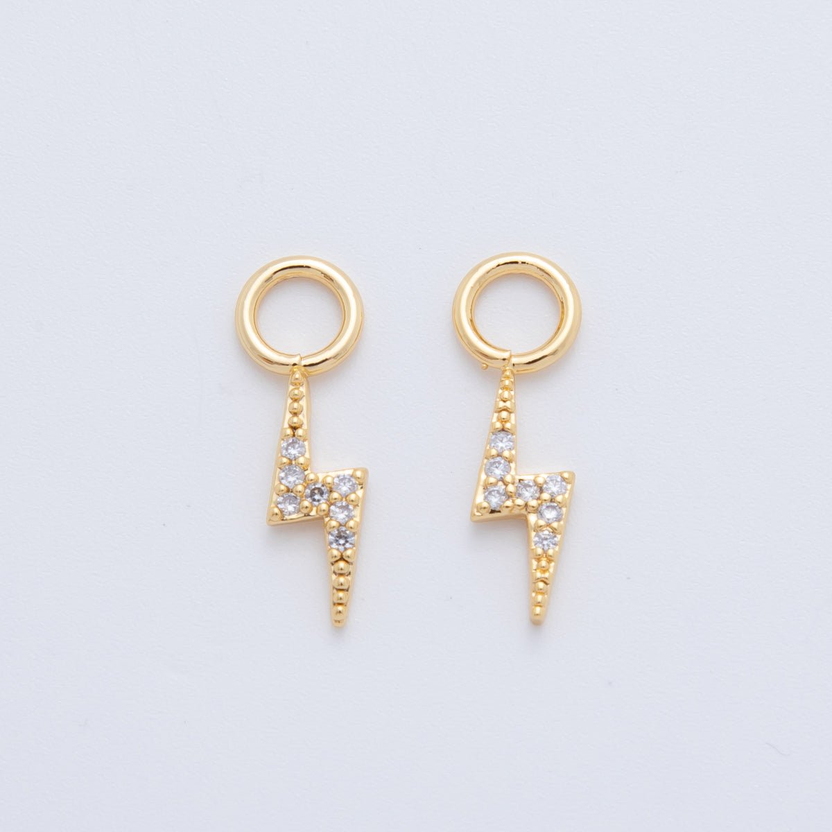 18K Gold Filled Micro Paved Thunder Lightning Bolt Add - On Drop Earring Charm | AF747 - DLUXCA