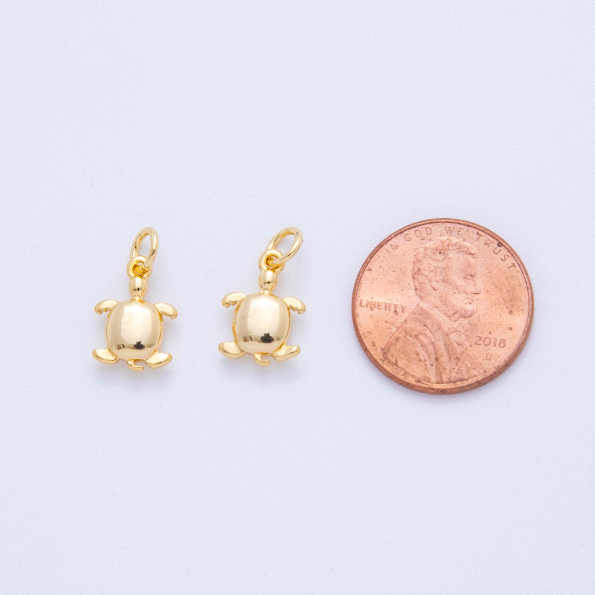 18K Gold Filled Mini Minimalist Turtle Tortoise 3D Multidimensional Charm | N313 - DLUXCA