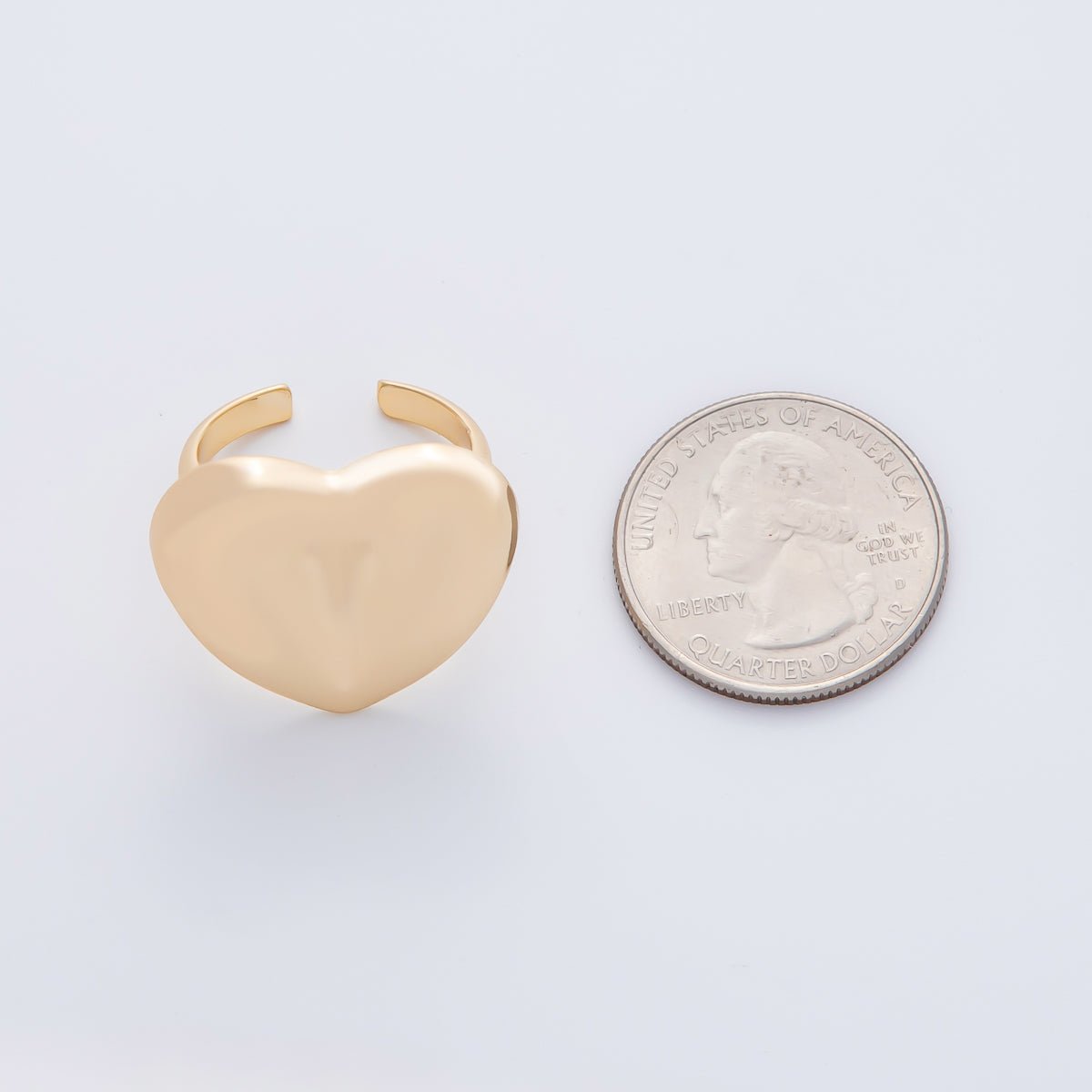 18K Gold Filled Minimalist Heart Solitaire Statement Ring | O626 - DLUXCA