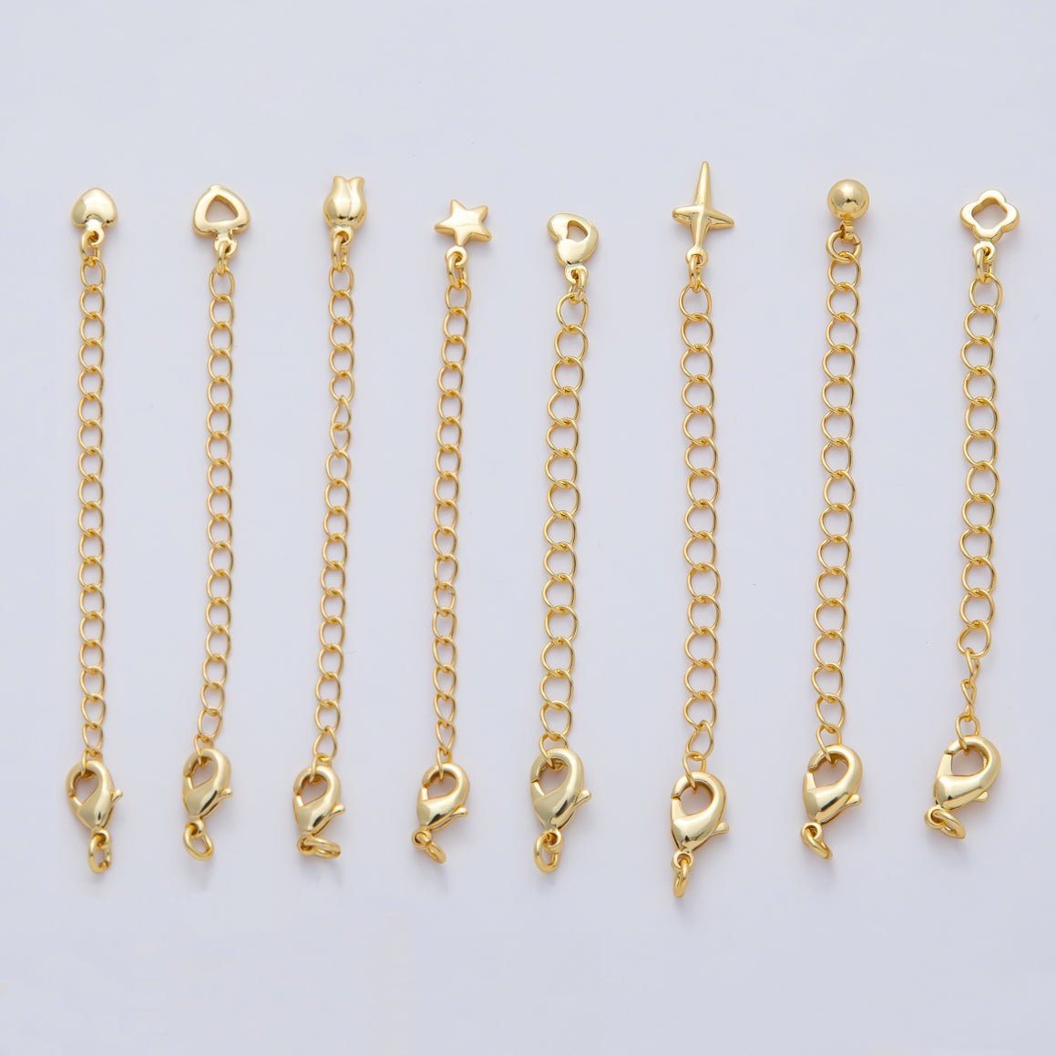 18K Gold Filled Minimalist Lobster Clasps Extender Charm Set Findings | Z1482 - Z1593 - DLUXCA