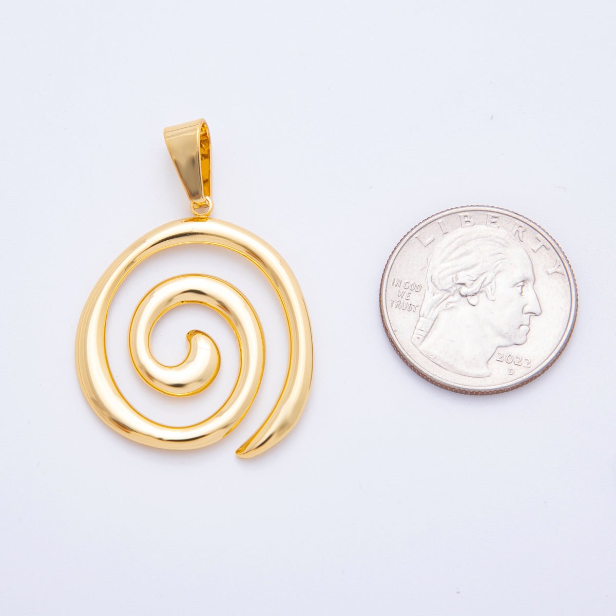 18K Gold Filled Minimalist Loop Spiral Pendant | AF1119 - DLUXCA