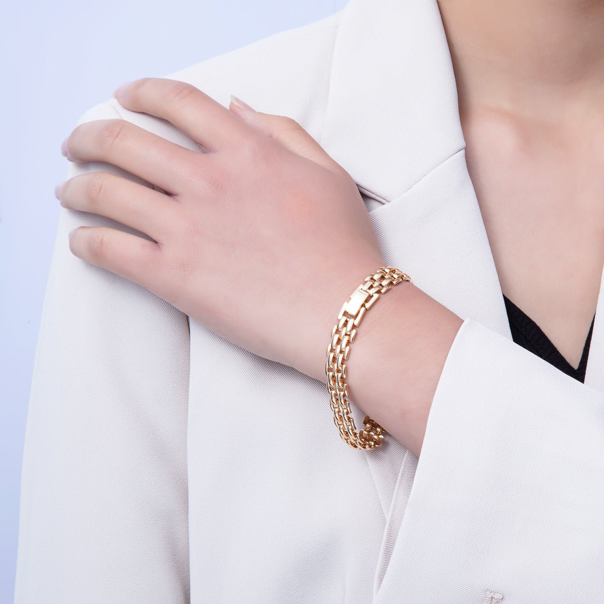 18K Gold Filled Minimalist Panther Chain Bracelet | WA - 3947 - DLUXCA