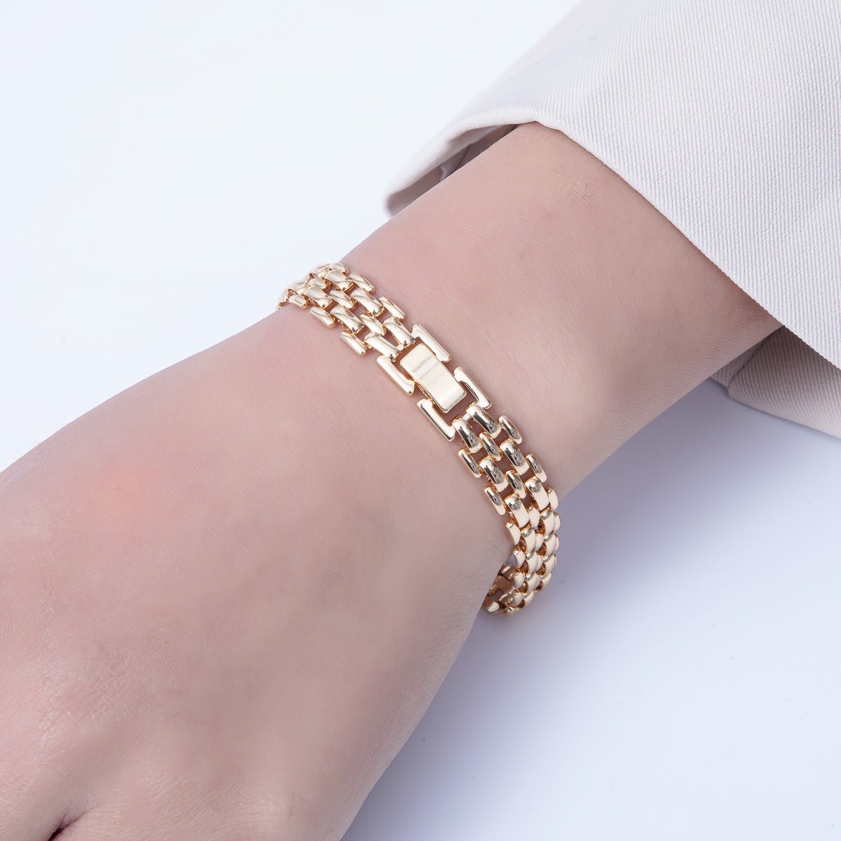 18K Gold Filled Minimalist Panther Chain Bracelet | WA - 3947 - DLUXCA