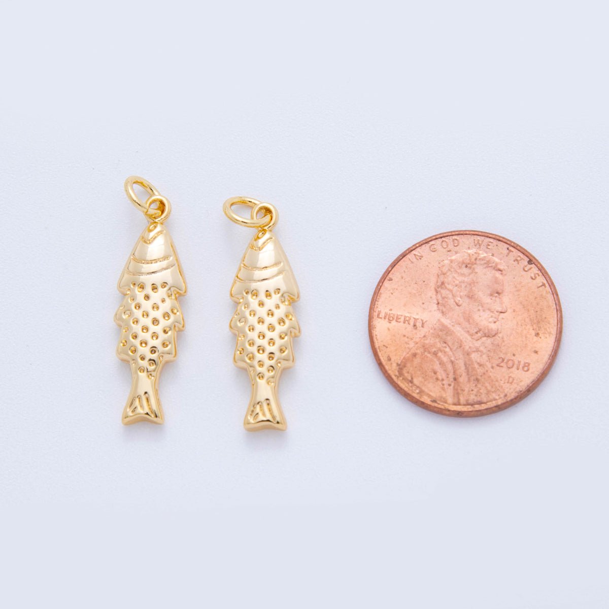 18K Gold Filled Minimalist Scaled Fish 3D Multidimensional Charm | E711 - DLUXCA