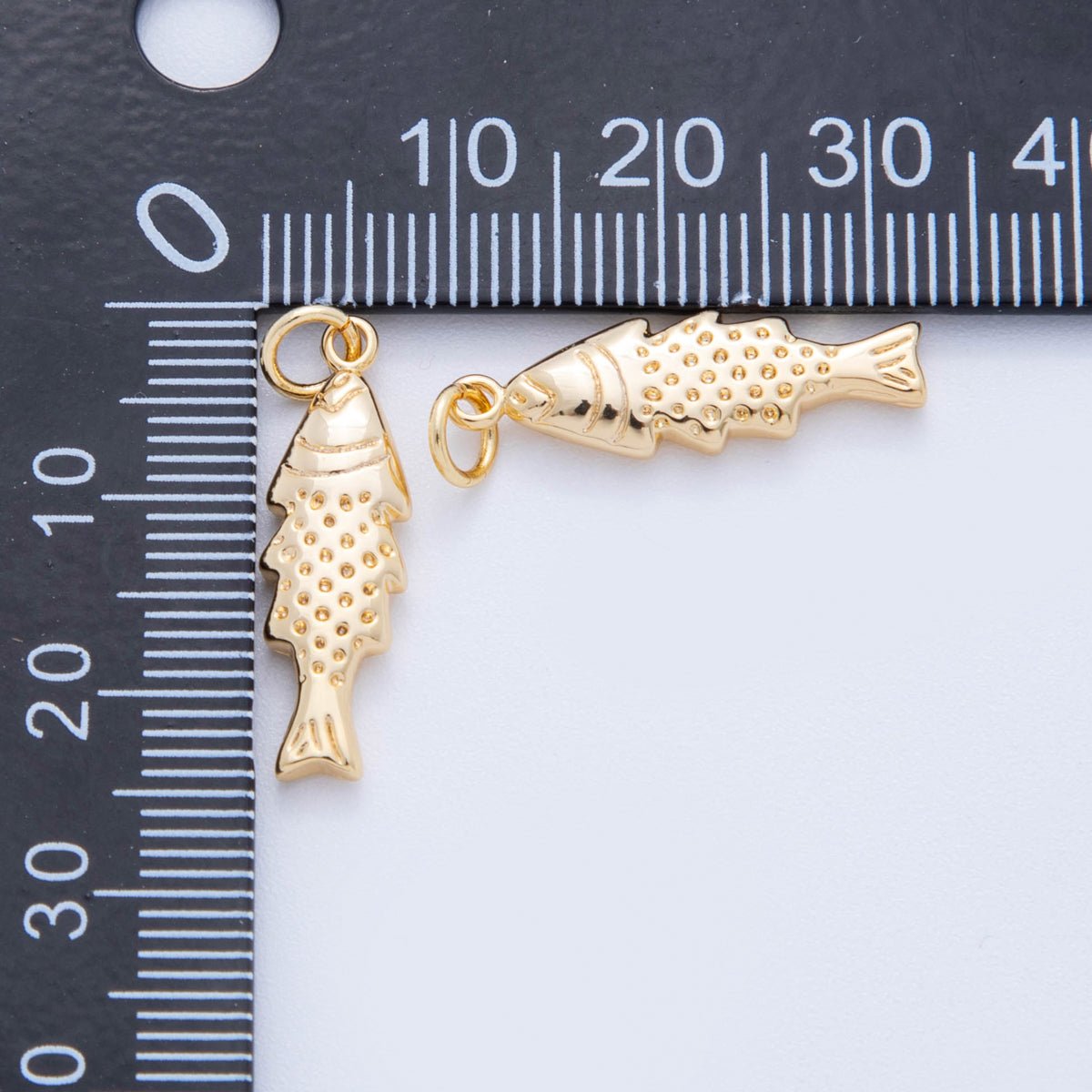 18K Gold Filled Minimalist Scaled Fish 3D Multidimensional Charm | E711 - DLUXCA