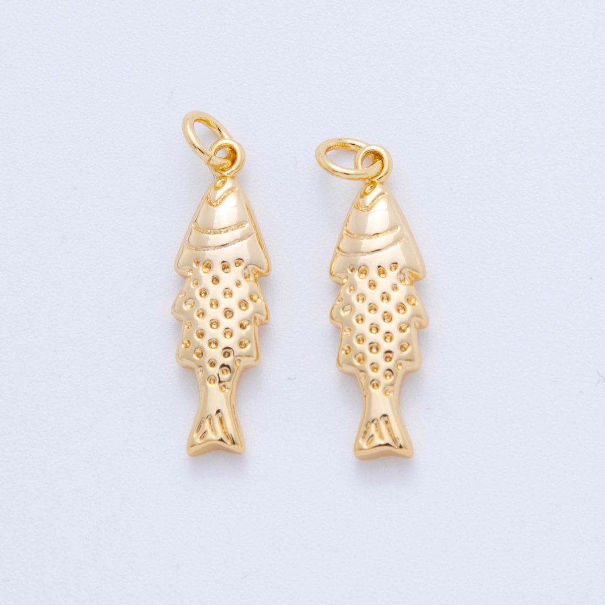 18K Gold Filled Minimalist Scaled Fish 3D Multidimensional Charm | E711 - DLUXCA