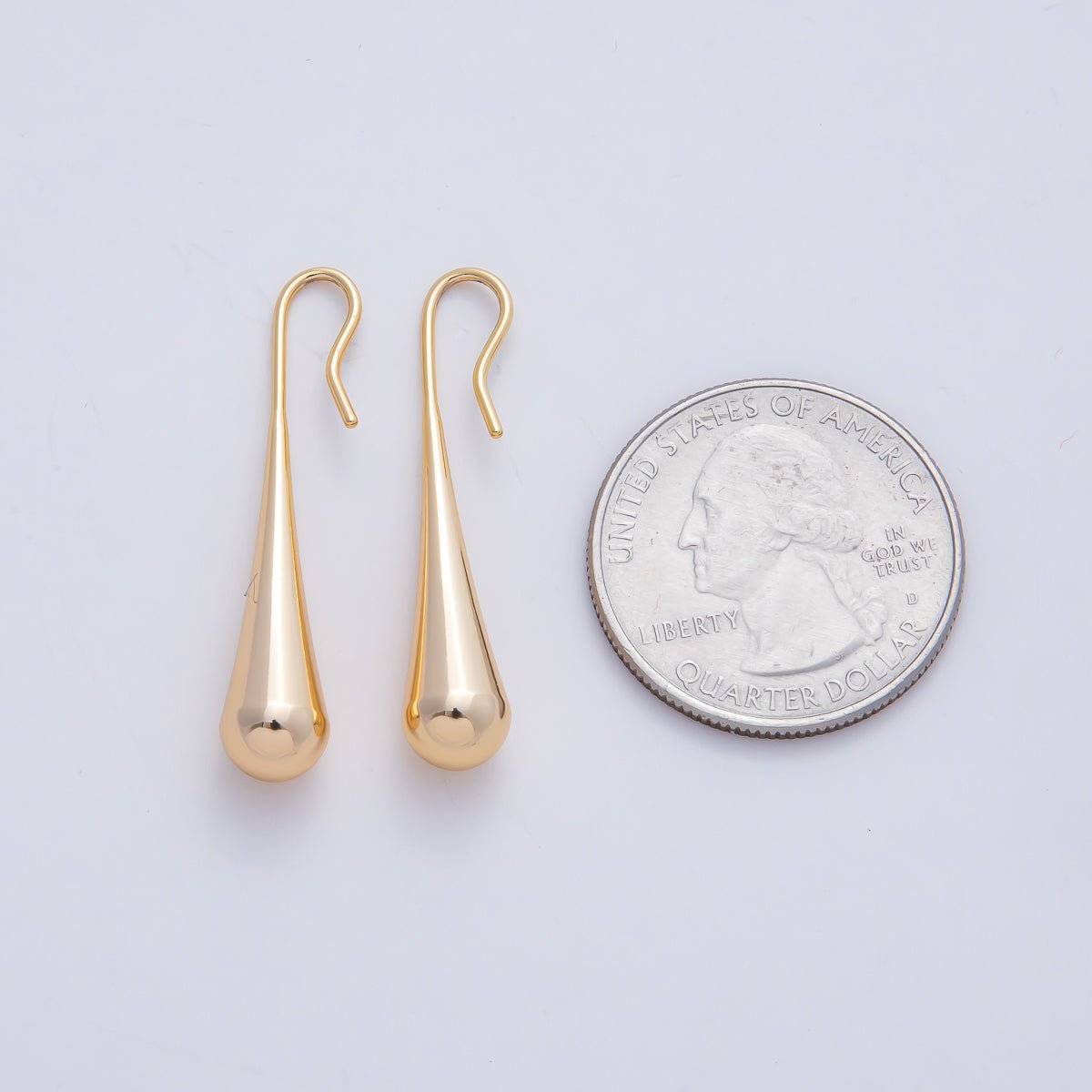 18K Gold Filled Minimalist Teardrop Fish Hook Earrings | AD1661 - DLUXCA