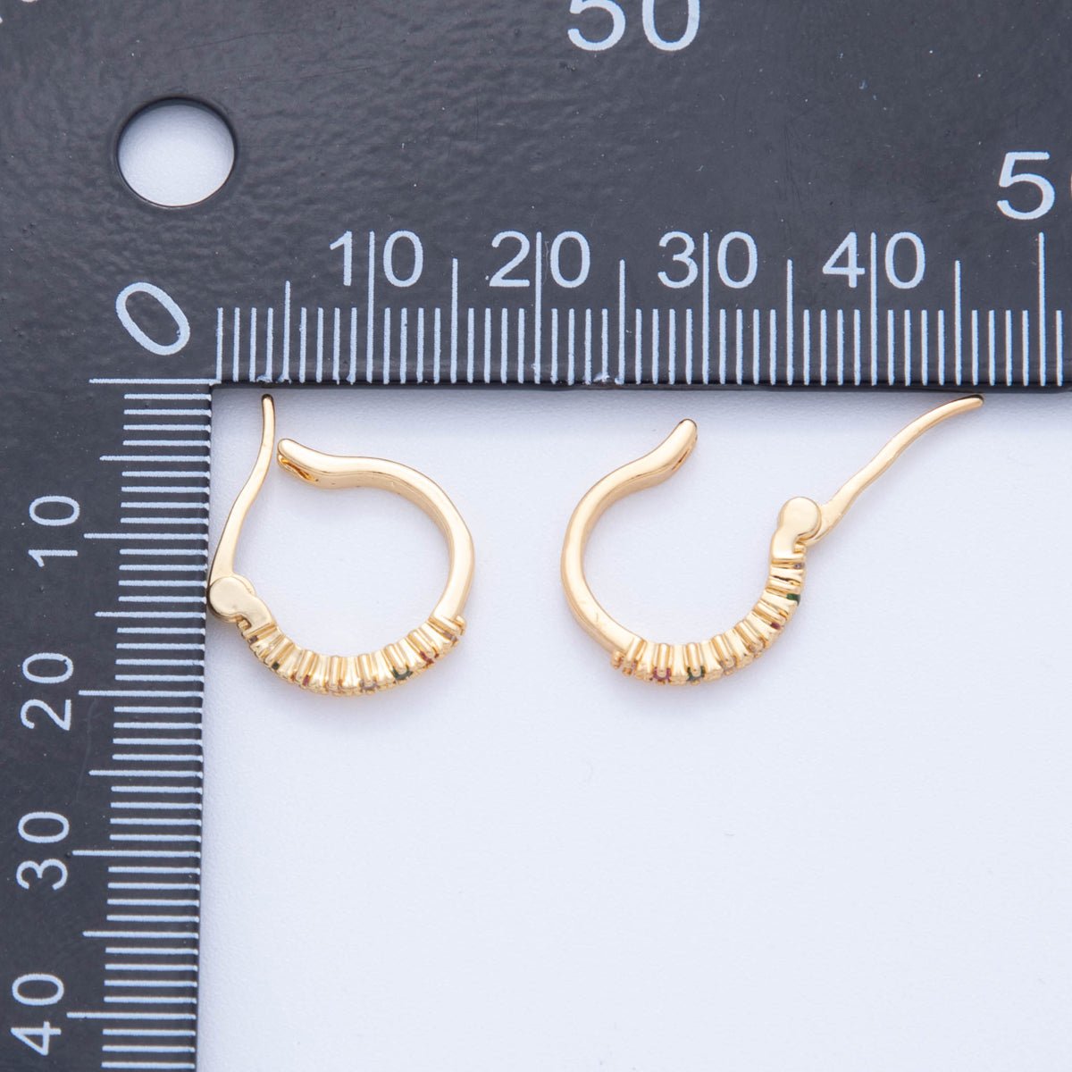 18K Gold Filled Multicolor CZ Micro Paved Latch Hoop Earrings | AI365 - DLUXCA