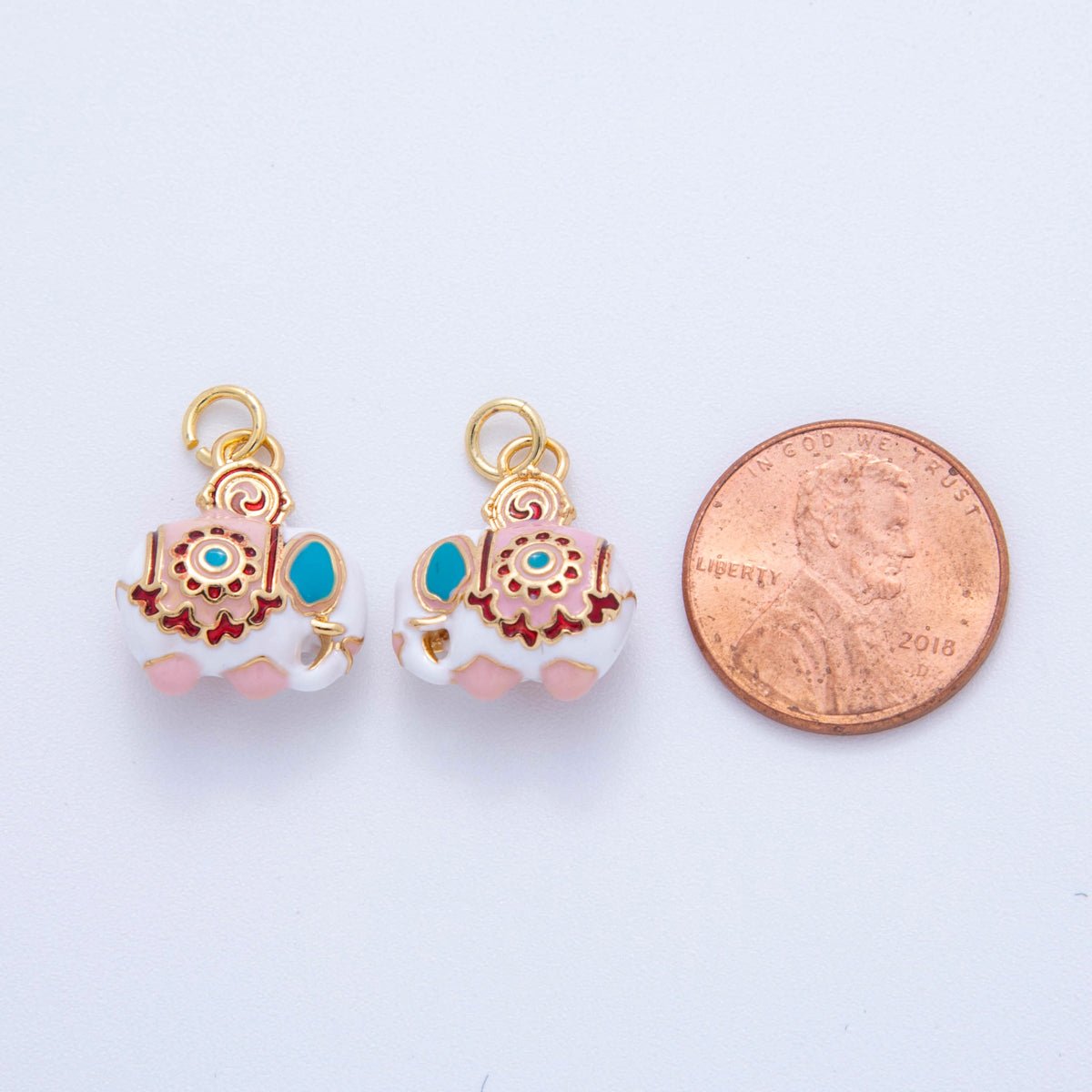 18K Gold Filled Multicolor Enamel Elephant 3D Multidimensional Charm | AF384 - DLUXCA