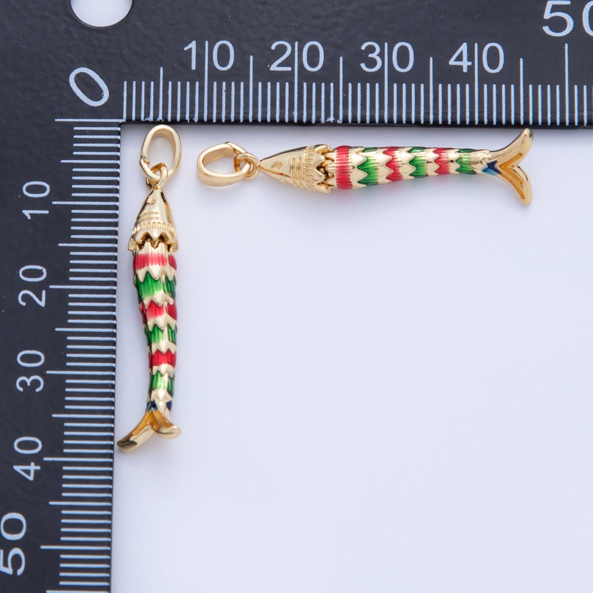 18K Gold Filled Multicolor Enamel Fish 3D Multidimensional Charm | AH738 - DLUXCA