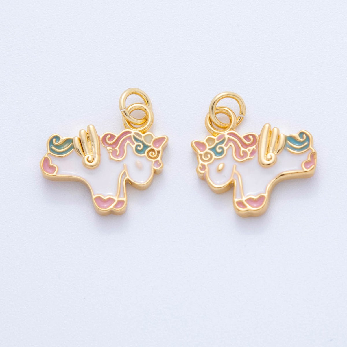 18K Gold Filled Multicolor Enamel Pegasus Horse Charm | AF381 - DLUXCA