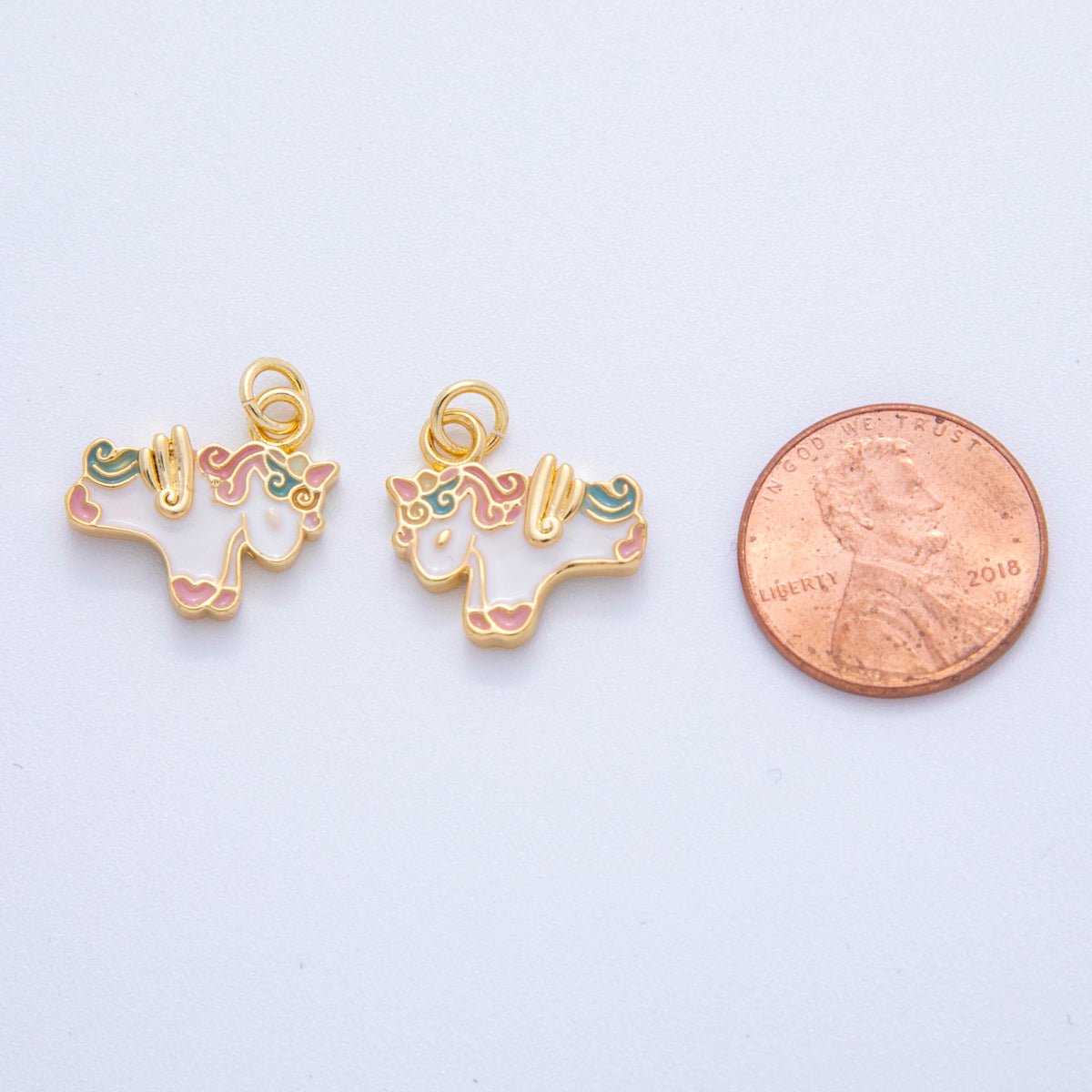 18K Gold Filled Multicolor Enamel Pegasus Horse Charm | AF381 - DLUXCA