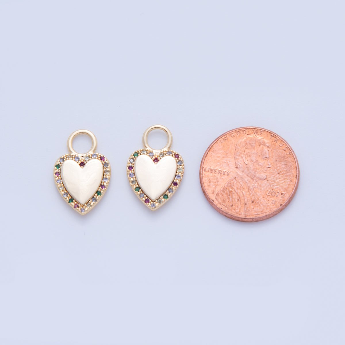 18K Gold Filled Multicolor Micro Paved CZ Heart Drop Earring Charm | AF349 - DLUXCA
