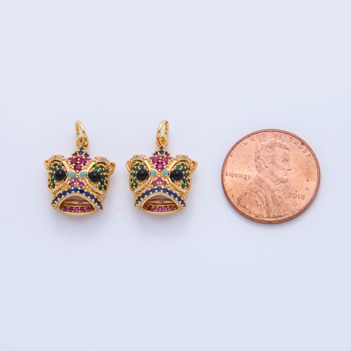 18K Gold Filled Multicolor Micro Paved CZ Owl Head Charm | AF382 - DLUXCA