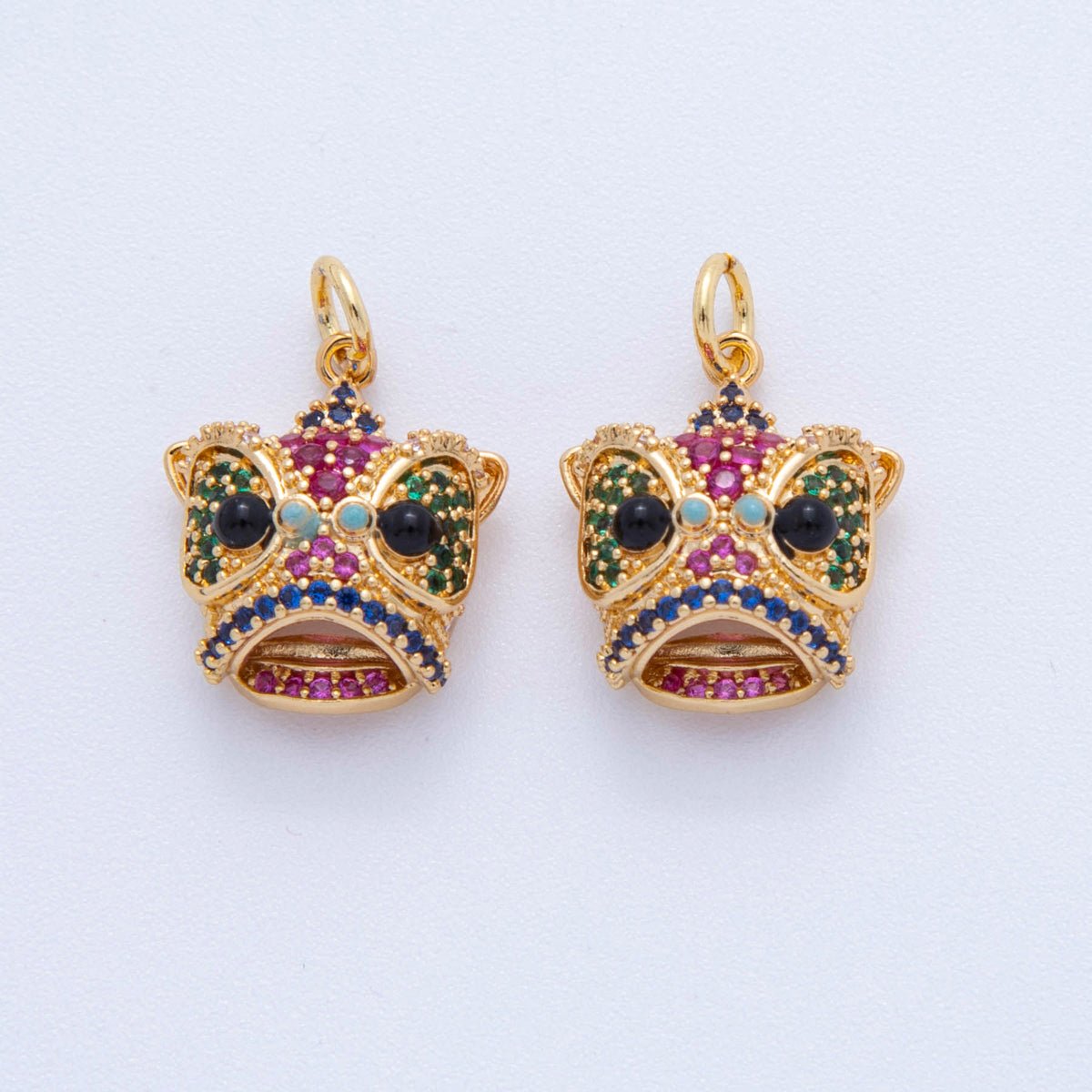 18K Gold Filled Multicolor Micro Paved CZ Owl Head Charm | AF382 - DLUXCA