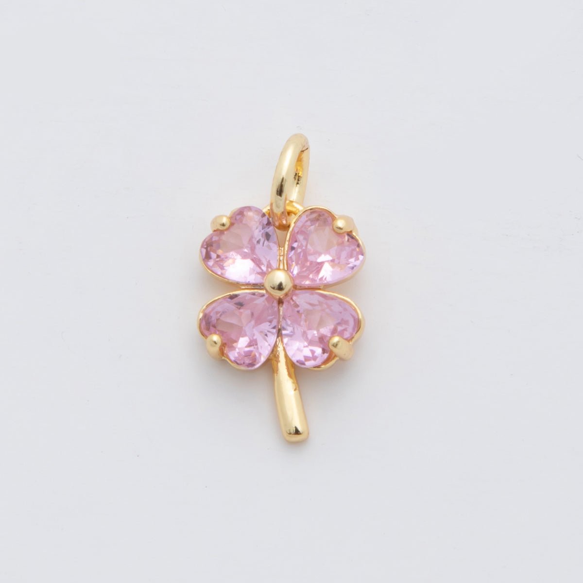 18K Gold Filled Multicolor, Pink, Blue, Green, Fuchsia CZ Clover Charm | X332 - X477 - DLUXCA