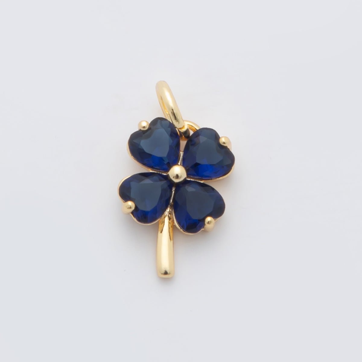 18K Gold Filled Multicolor, Pink, Blue, Green, Fuchsia CZ Clover Charm | X332 - X477 - DLUXCA