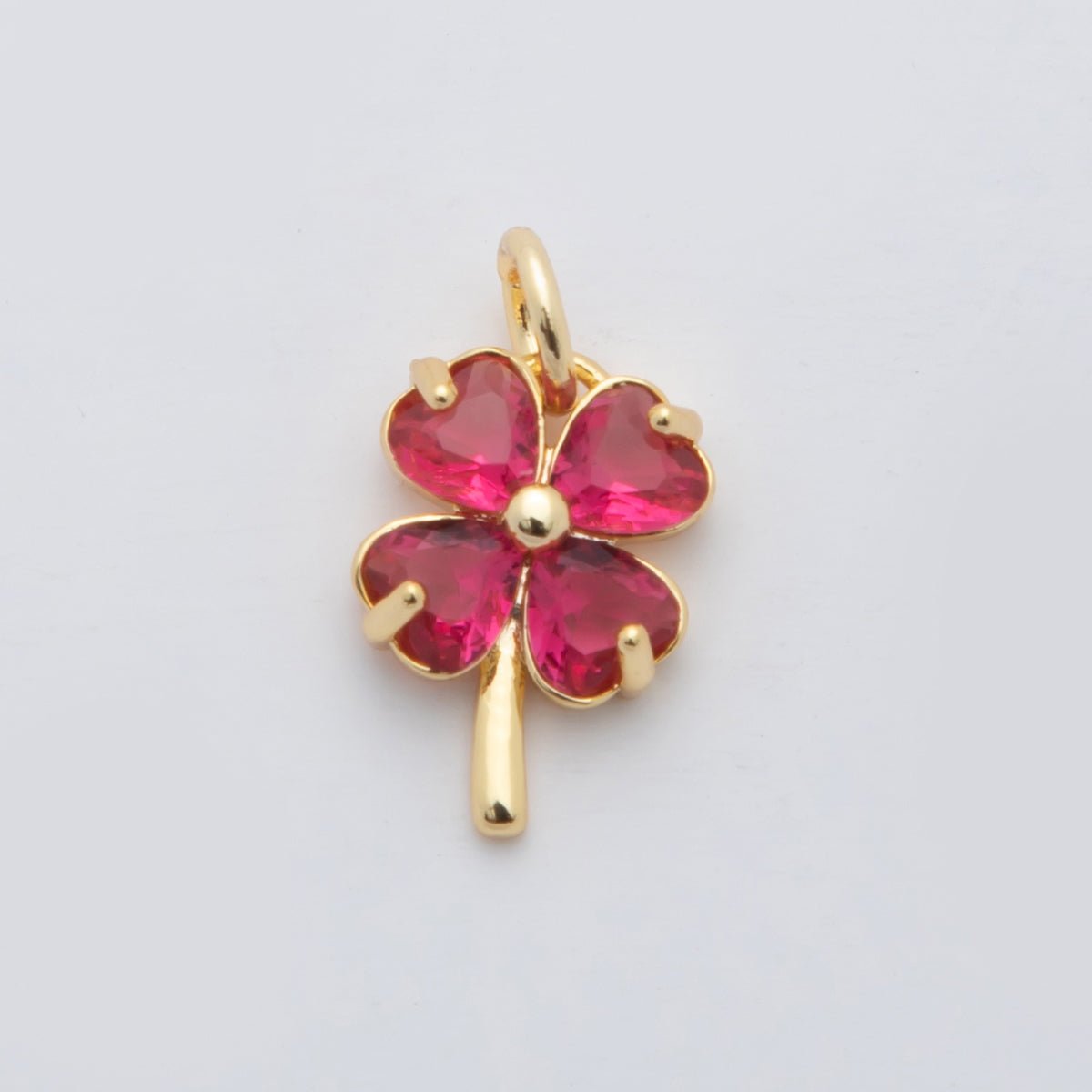 18K Gold Filled Multicolor, Pink, Blue, Green, Fuchsia CZ Clover Charm | X332 - X477 - DLUXCA