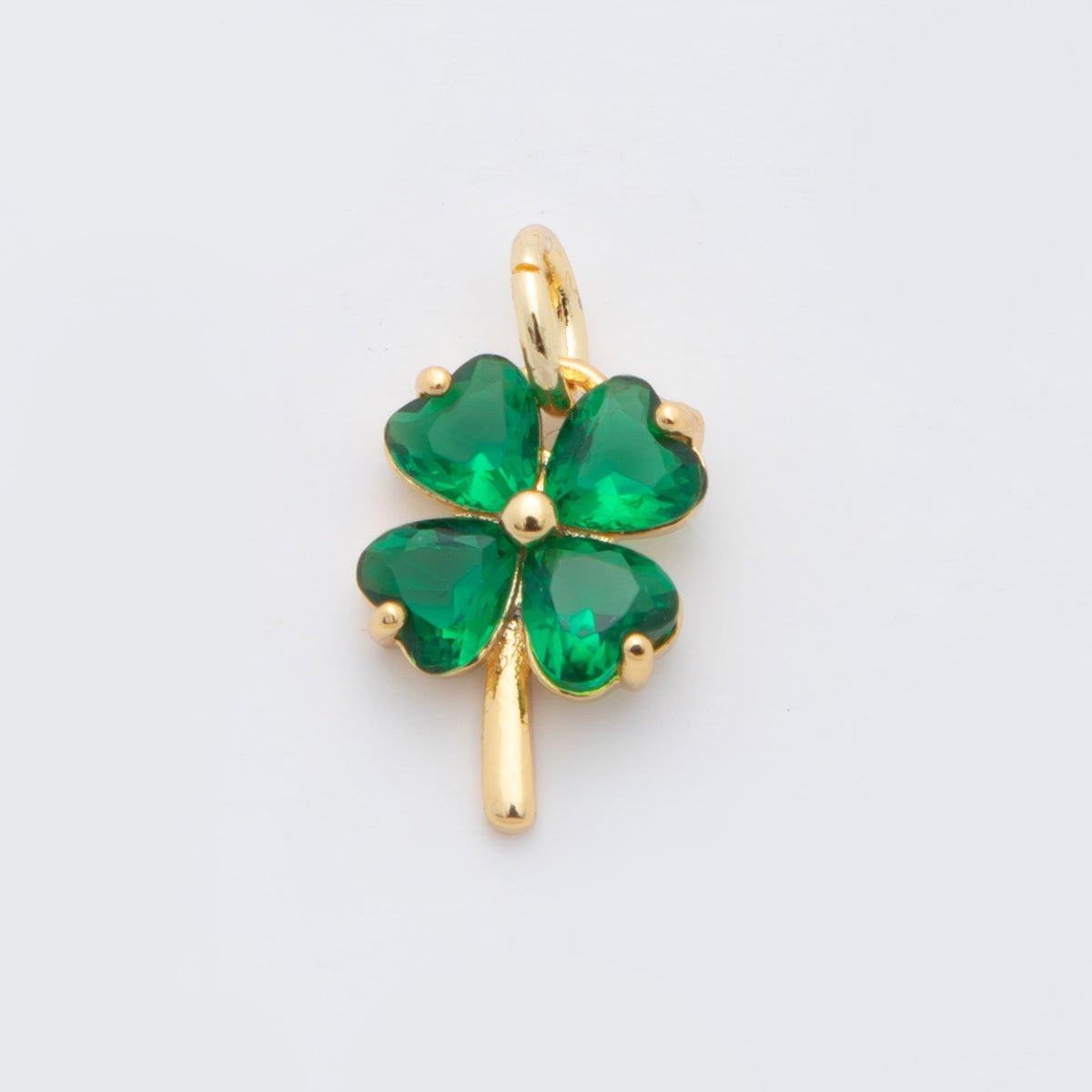 18K Gold Filled Multicolor, Pink, Blue, Green, Fuchsia CZ Clover Charm | X332 - X477 - DLUXCA