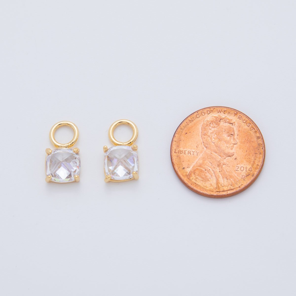 18K Gold Filled Multifaceted Round CZ Add - On Drop Earring Charm | AF740 - DLUXCA