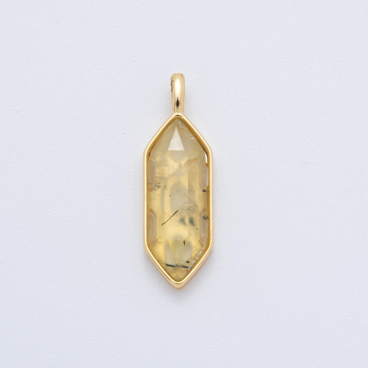 18K Gold Filled Natural Gemstone Hexagon Pendant | AF298 - AF307 - DLUXCA