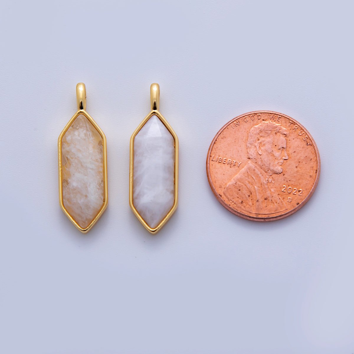 18K Gold Filled Natural Gemstone Hexagon Pendant | AF298 - AF307 - DLUXCA