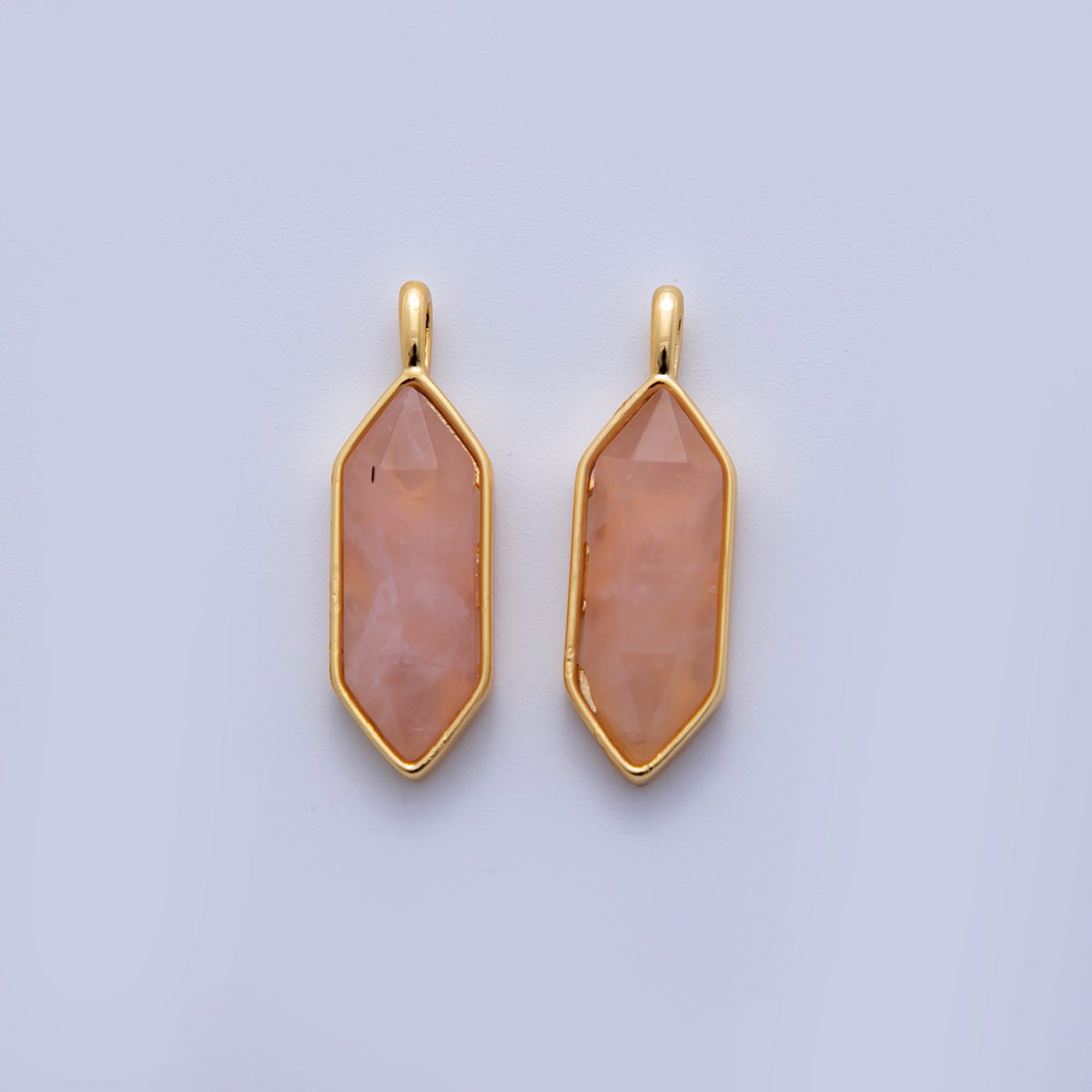 18K Gold Filled Natural Gemstone Hexagon Pendant | AF298 - AF307 - DLUXCA