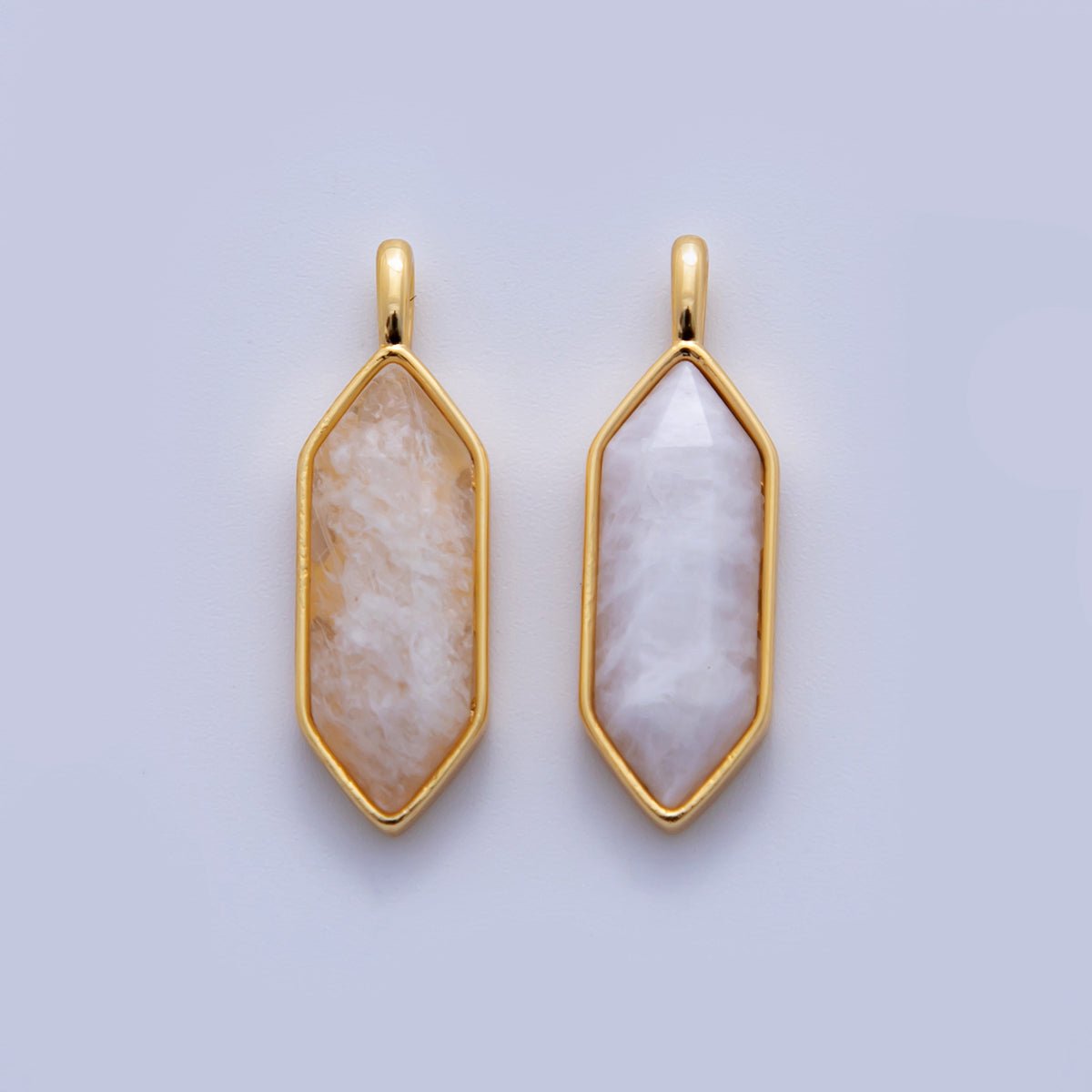 18K Gold Filled Natural Gemstone Hexagon Pendant | AF298 - AF307 - DLUXCA