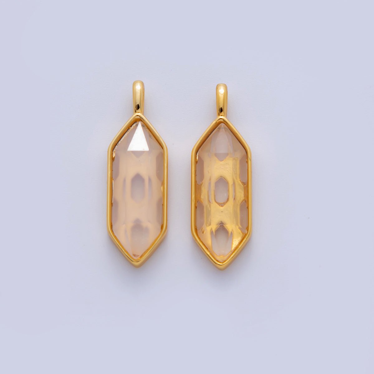 18K Gold Filled Natural Gemstone Hexagon Pendant | AF298 - AF307 - DLUXCA