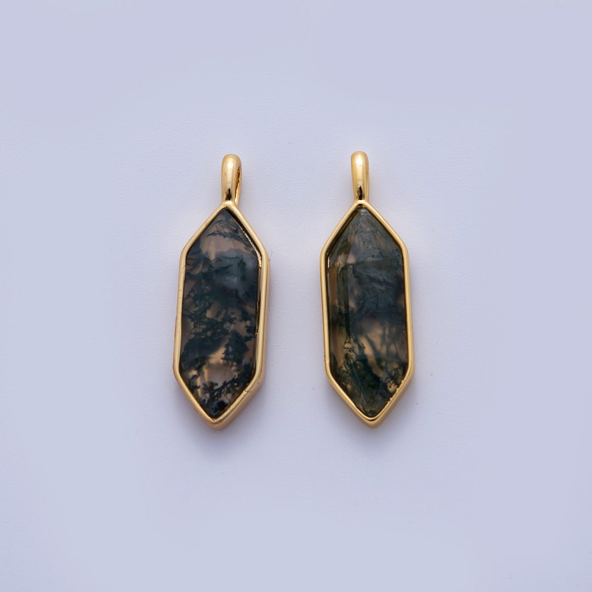 18K Gold Filled Natural Gemstone Hexagon Pendant | AF298 - AF307 - DLUXCA