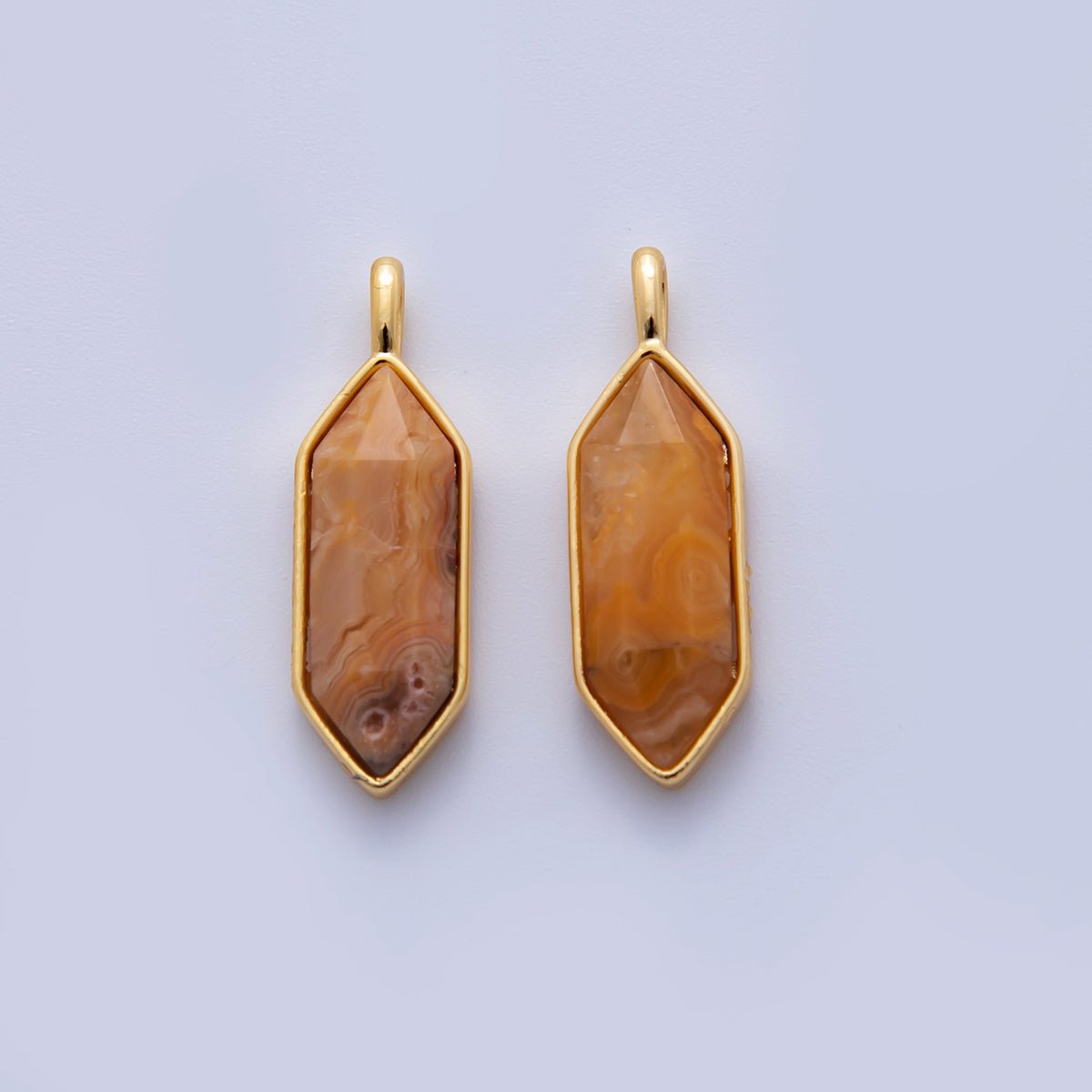 18K Gold Filled Natural Gemstone Hexagon Pendant | AF298 - AF307 - DLUXCA