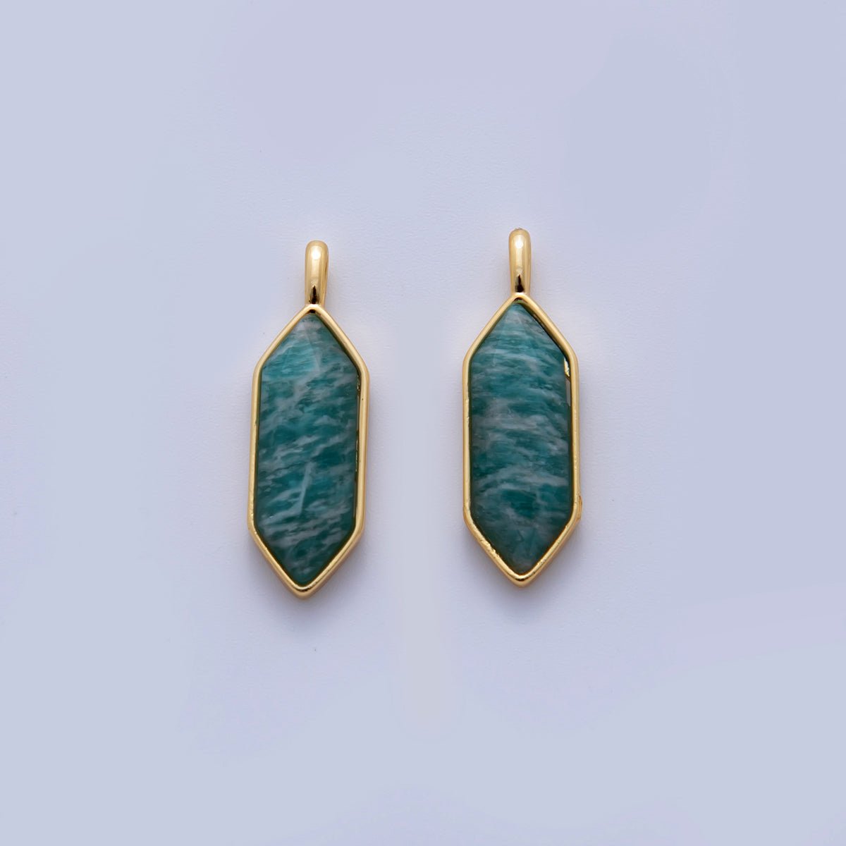 18K Gold Filled Natural Gemstone Hexagon Pendant | AF298 - AF307 - DLUXCA