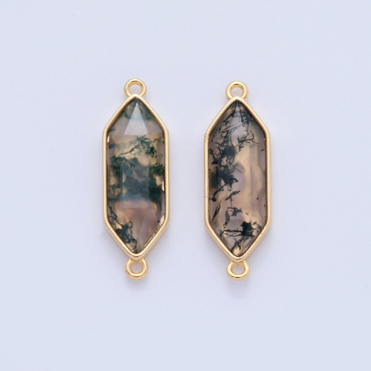 18K Gold Filled Natural Gemstone Hexagon Pendant | Y035 - Y044 - DLUXCA