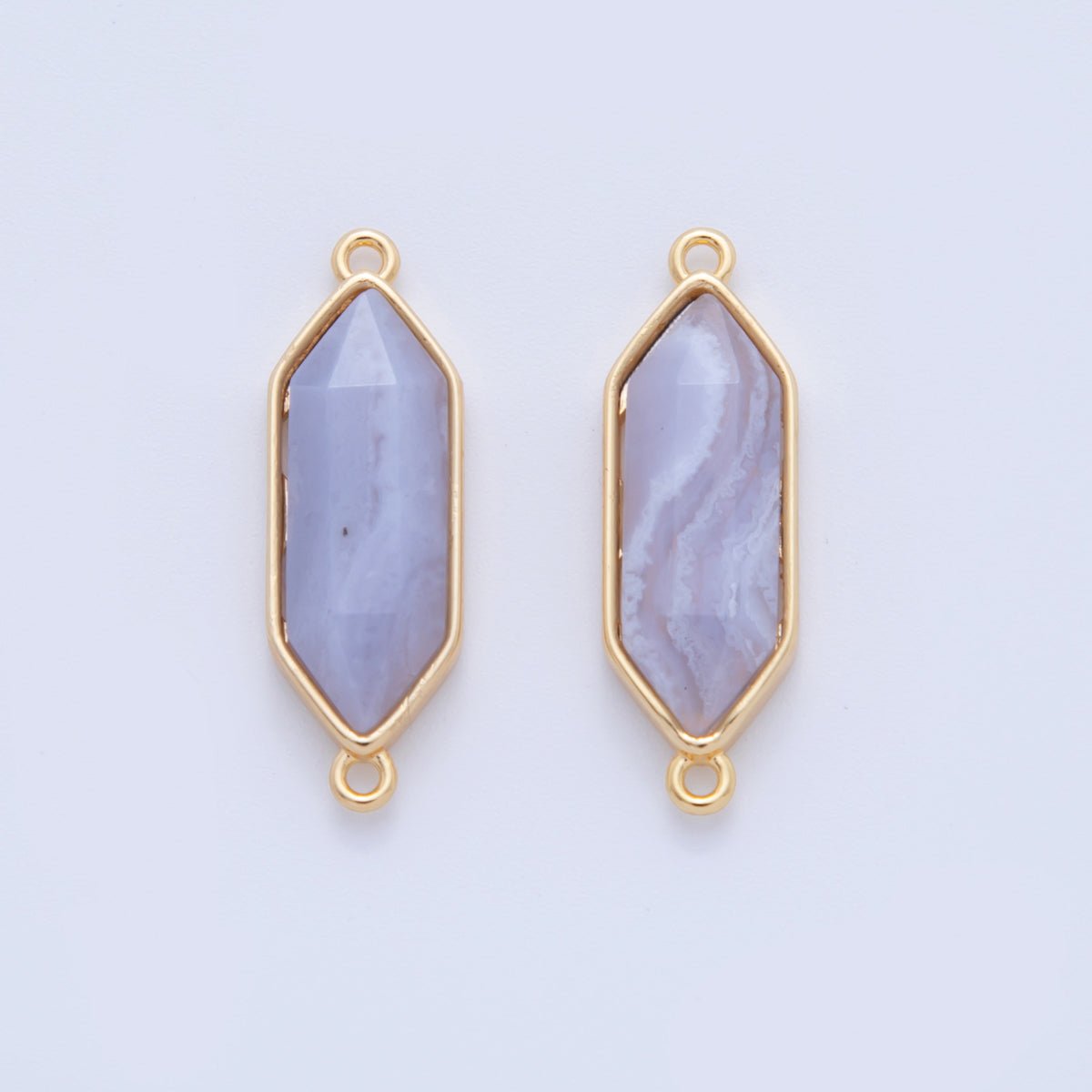 18K Gold Filled Natural Gemstone Hexagon Pendant | Y035 - Y044 - DLUXCA