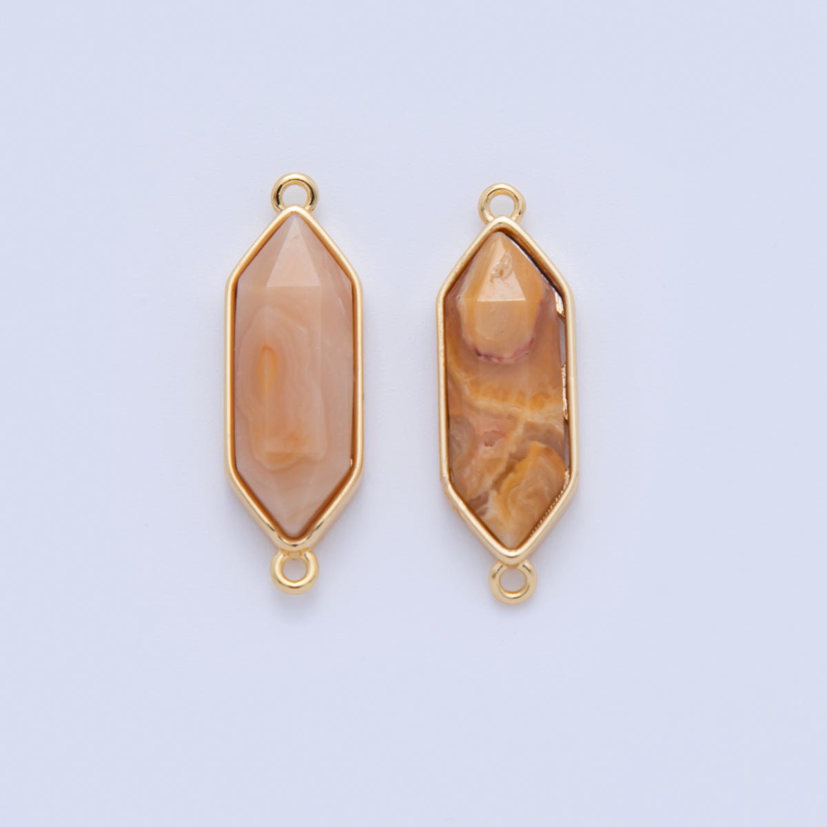 18K Gold Filled Natural Gemstone Hexagon Pendant | Y035 - Y044 - DLUXCA