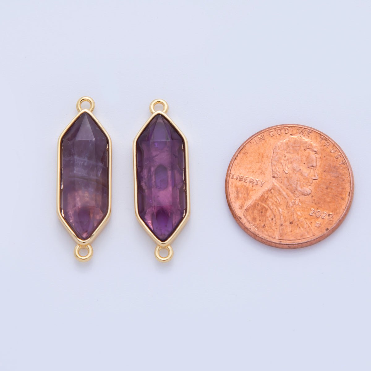 18K Gold Filled Natural Gemstone Hexagon Pendant | Y035 - Y044 - DLUXCA