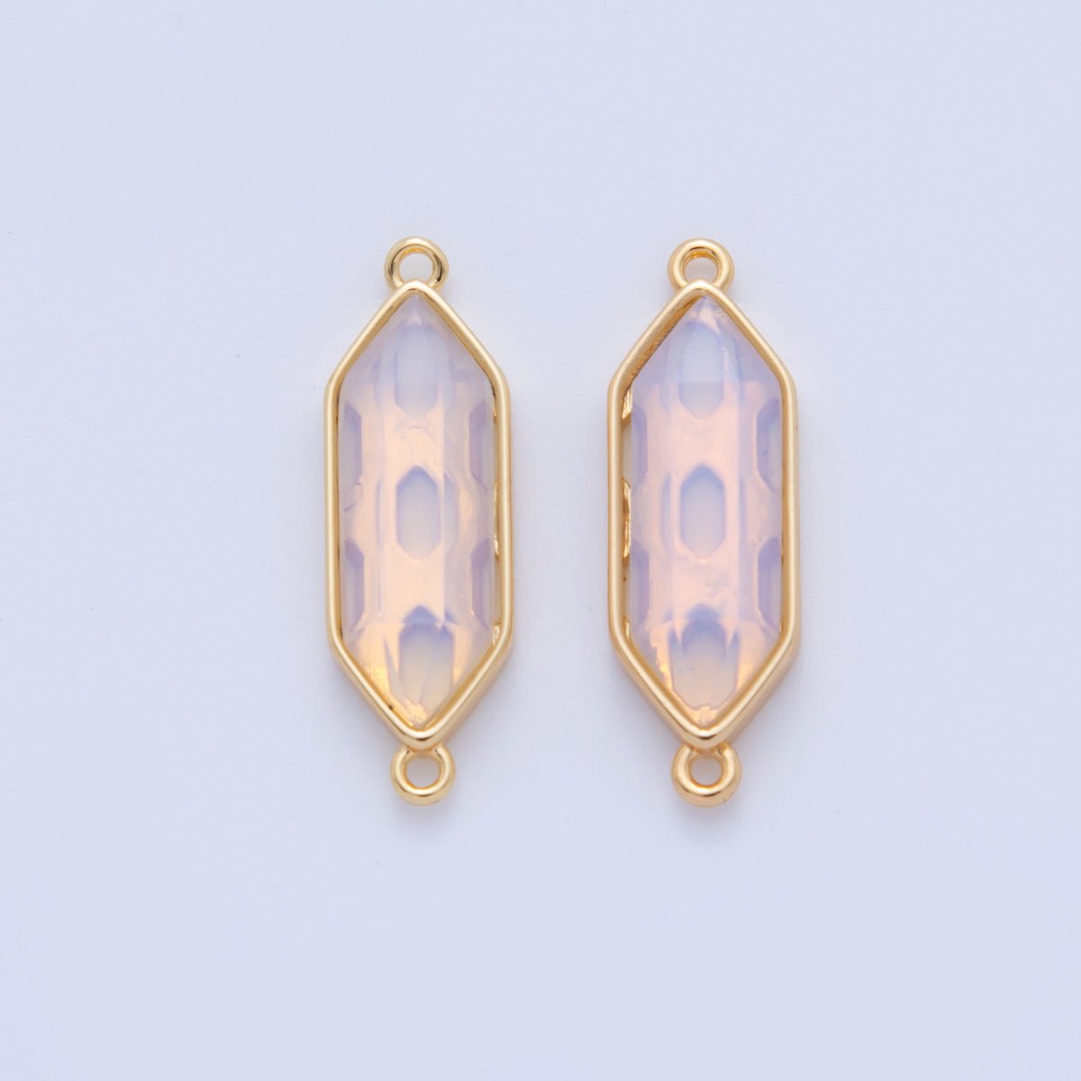 18K Gold Filled Natural Gemstone Hexagon Pendant | Y035 - Y044 - DLUXCA