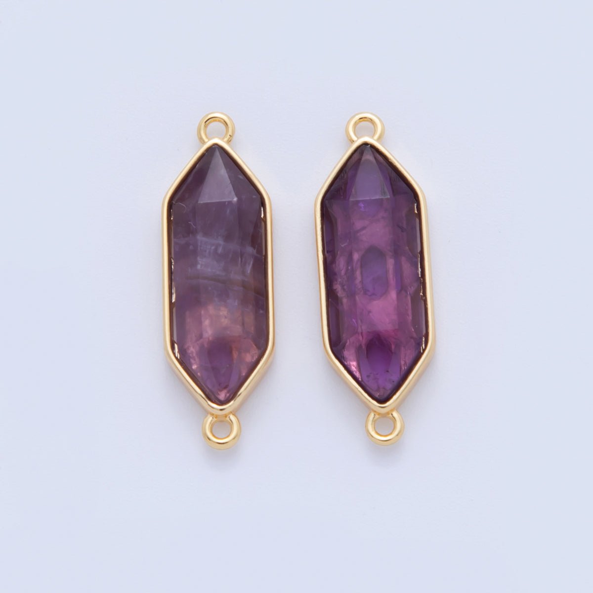 18K Gold Filled Natural Gemstone Hexagon Pendant | Y035 - Y044 - DLUXCA