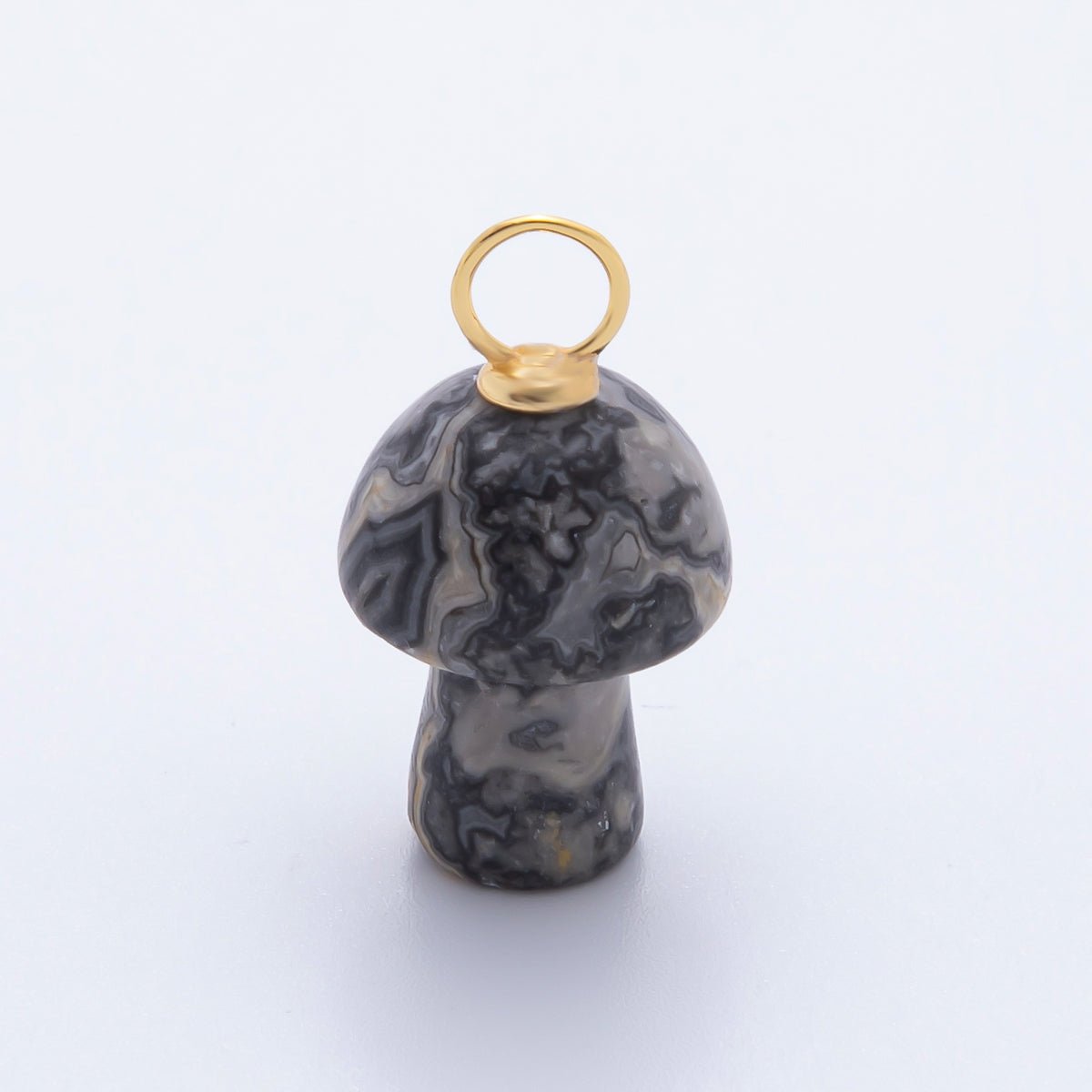 18K Gold Filled Natural Gemstone Mushroom Drop Charm | E404 - E416 - DLUXCA