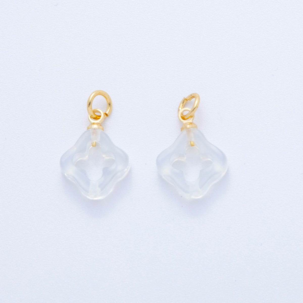 18K Gold Filled Natural Gemstone Open Quatrefoil Rhombus Charm | AF783 - AF786 - DLUXCA