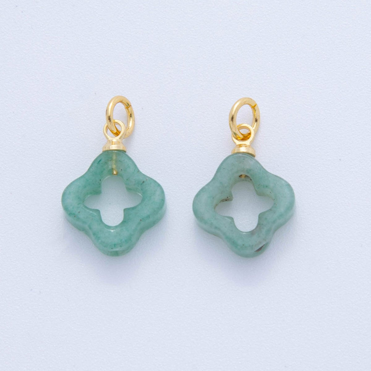 18K Gold Filled Natural Gemstone Open Quatrefoil Rhombus Charm | AF783 - AF786 - DLUXCA