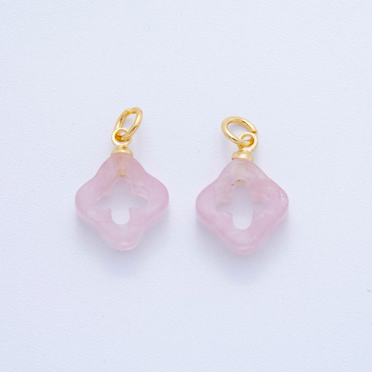 18K Gold Filled Natural Gemstone Open Quatrefoil Rhombus Charm | AF783 - AF786 - DLUXCA