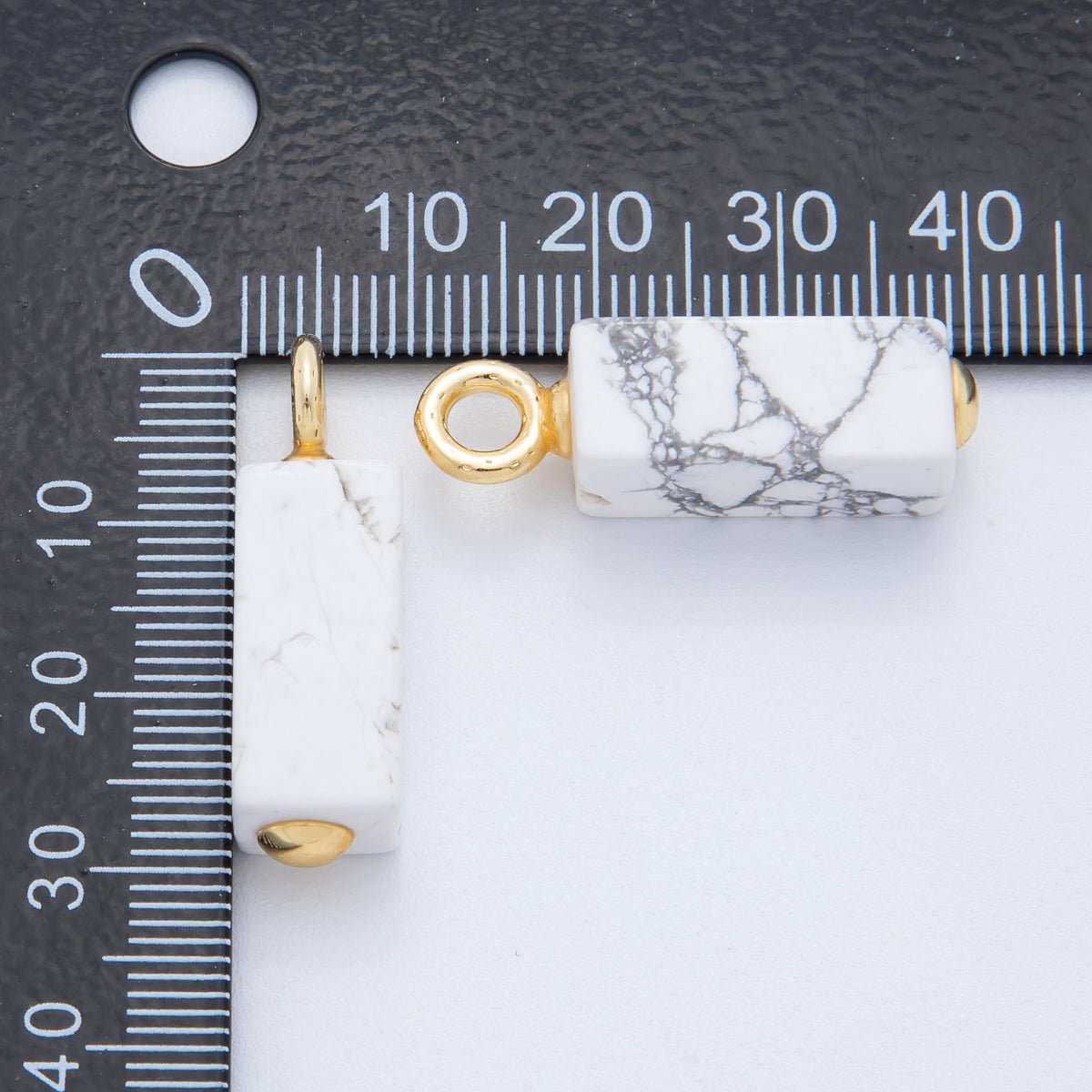 18K Gold Filled Natural Gemstone Rectangle Charm | AF787 - AF790 - DLUXCA