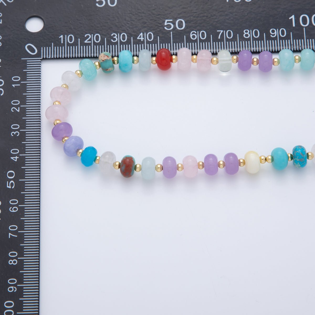18K Gold Filled Natural Gemstone Rondell Bead 17.6 Inch Necklace | WA - A3305 - DLUXCA