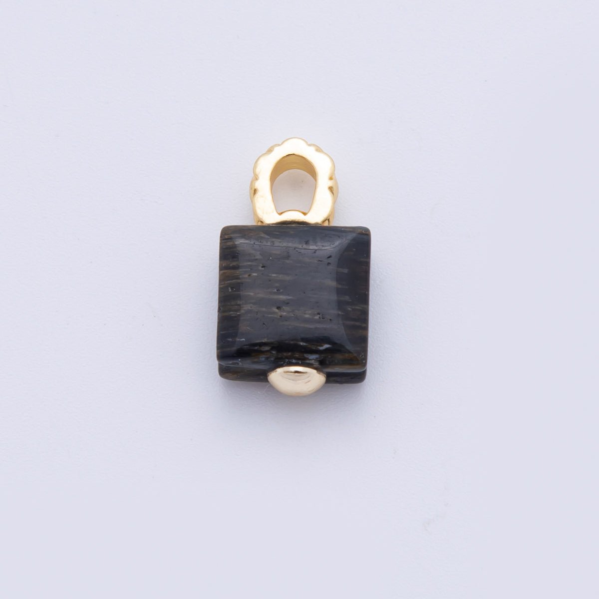 18K Gold Filled Natural Gemstone Square Quilted Drop Charm | AH819 - AH824 - DLUXCA