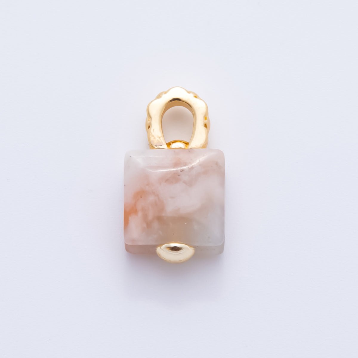 18K Gold Filled Natural Gemstone Square Quilted Drop Charm | AH819 - AH824 - DLUXCA